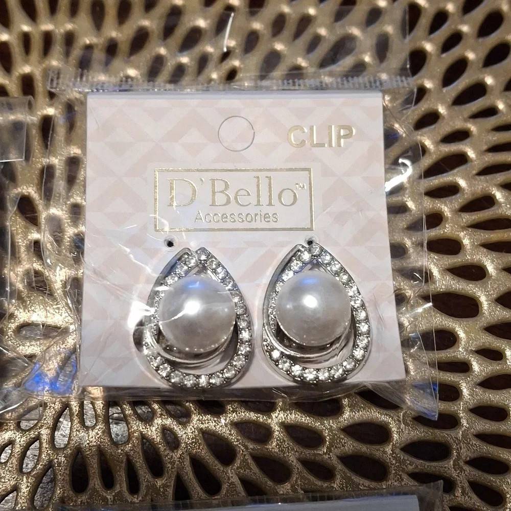 D' Bello Silver and Gold Clip-On Earrings Set